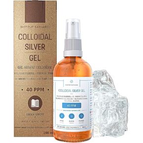 Pure Colloidal Silver Gel 40 PPM • 100% Natural and only 3 Ingredients • Optimal Texture and Absorption (Better Than Creams) • Amber Glass and Ultra-Practical Pump • Ebook Included • Institut Katharos
