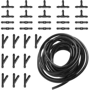 30 PCS Car 13.1Ft Windshield Washer Hose + T/Y/I Hose Connector Kit, Connecting Water Pump Nozzle Installation Kit, Car Auxiliary Cleaning Replacement Accessories, for Most Car Models (Black)