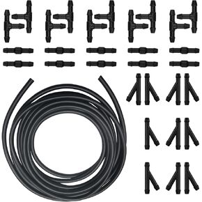 30 PCS Car Windshield Washer Hose Kit, T-type I-type Y-type Hose Connector, and 13-Ft Washer Fluid Hose, Universal Accessories Suitable for Most Vehicles (Black)