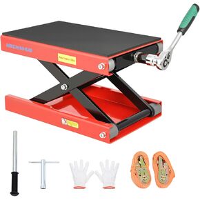 Motorcycle Lift Scissor Jack,1200 Lbs Capacity Steel Motorcycle Jack,4"-14.17" Height Range Scissor Lift，Motorcycles Scissor Lifts Repair Bracket, for Motorcycles, ATV, Motocross Bike - Red