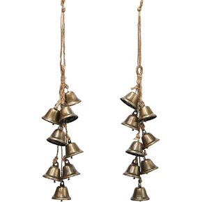 2 Pieces 16.5 Inches Witch Bells Protection Door Knob Hangers Outdoor Witch Wind Chimes 8 Brass Bells Witchcraft Supplies for Home Decor