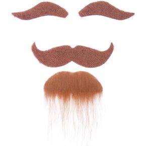 Realistic Mustache Fake Mustache and Eyebrows Men Self Adhesive Fake Beard Novelty Costume Facial Hair for Cosplay