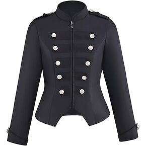 Women's Victorian Steampunk Ringmaster Jacket Military Blazer Double Breasted Zipper Jacket Gothic Coat