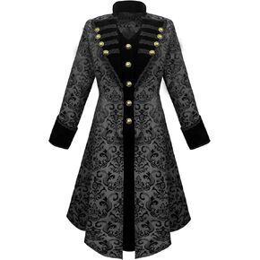 TZMAPU Women's Vintage Long Pirate Jacket Victorian Gothic Steampunk Tailcoat