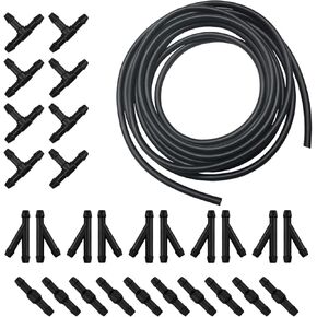 30 PCS خرطوم غسالة الزجاج الأمامي ، T-T-Type Y-Type I-Type Hose Hose Rectories ، و 13.1 FT مضخة المياه وخرطوم مقاوم للماء المرن من الفوهة ، لمعظم شاحنات السيارات (سوداء)