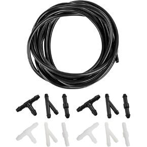 Windshield Washer Hose Kit, Windshield Washer Hose Repair Kit, 4 Meter Washer Fluid Hose & 12 Pcs T-type Y-type I-type Hose Connector, Suitable for Most Car Suvs, Trucks Windshield Washer Tubing