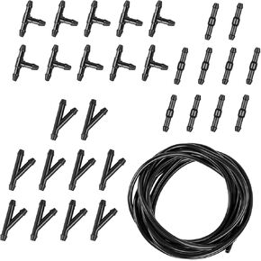 30 PCS Car Windshield Washer Hose Kit, 13.1Ft Washer Hose & T-type Y-type I-type Hose Connector, Auto Auxiliary Cleaning Replacement Accessories, Suitable for Most Car Models (Black)