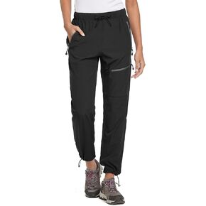 baleaf Women's Hiking Pants Lightweight Quick Dry Water Resistant Cargo Pants 31'' Inseam for All Seasons Black Size XXL