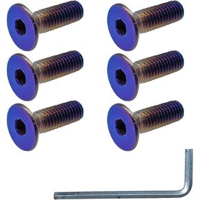 طقم برغي لعجلة التوجيه 6pc ، محترقة من التيتانيوم ، براغي عجلة القيادة ، M5 × 0.8/20mm ملحقات عجلة القيادة غير القابل للصدأ لمعظم السيارات (رأس مستدير)