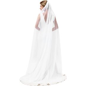Wedding Veil Pearls and Crystals Beaded Edge 1 Tier Bridal Veil With Matel Comb