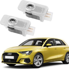 Car LED Logo Laser Projector Puddle Door Lights for Audi A1/A3/A4/A5/A6/A7/Q2/Q3/Q5/Q7 Accessories, Non Fading 4K-HD Car Ghost Shadow Welcome Lamp, 2-Pack