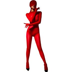 RUIBAVYA Body Stockings For Women Sexy Five Finger Sleeve Lingerie Bodysuit Oil Shiny Full Body Stocking Baotou Bodystocking