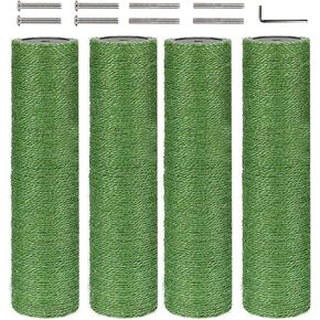 Cat Scratching Post Replacement 4 Pcs 12in Cat Tree & Tower Scratch Pole Refill Parts with M8 Screws Sisal Rope Cat Furniture Protector for Indoor Kittens Tree Tower (White)
