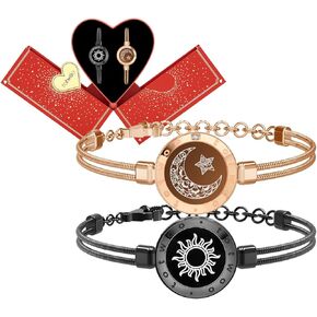 TOTWOO Long Distance Touch Bracelets for Couples, Vibration & Light up for Love Couples Bracelets | Long Distance Relationship Gifts for friend Bluetooth Pairing Jewelry