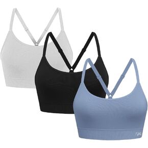 Ryka Women's Katharina Seamless Yoga Racerback Sports Bra with Removable Pads, 3 Pack