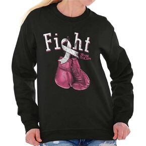 Classic Teaze Fight Boxing Breast Cancer Warrior Women Crewneck Sweatshirt