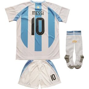 2024 Argentina #10 Leo. Copa-America Home Kids Football Soccer Jersey/Shorts/Socks Kit Youth Sizes