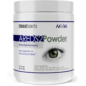 Navan AREDS 2 Powder - Antioxidant Eye Vitamins & Minerals Supplement for Lens Clarity & Retina Health by Clinical Experts - Lutein, Zeaxanthin, Zinc, Vitamin C - Kosher Style, 30 Servings