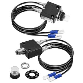 3 amp 5 amp fuse saver for circuit breater trated 32v dc & 125/250v ac ، fuse tester manual reset 32v ، push button circuit breath with 18 awg wires hex nut nut ring