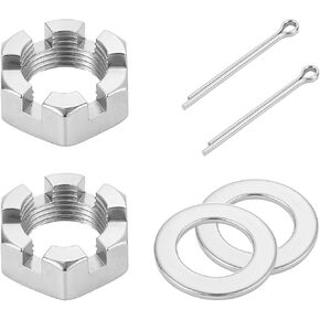 2 Set Trailer Axle Nut Kit 1'' Thread Castle Nut Trailer Spindle Washer for 1" Shaft Spindle Includes 1" Shaft Spindles Nuts 1" Spindles Washers & 2.2" Long Cotter Pins, High Strength Trailer-Nut Kit