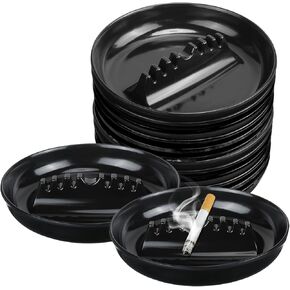 Reginary 12 Pcs Round Ashtray Large Plastic 6.69" Ashtray Holder Vintage Ash Tray for Indoor Outdoor Home Bar Restaurant Tabletop Ash Tray