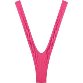 MODSON Women's Extreme Mini Sling Lingerie Micro Halter Ties Up Swimsuit, W-hot Pink C, One Size