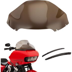 13" Windshield+2PCS Windscreen Side Trim for Motorcycle, Wave Wind Spliter, Fit for Harley Davidson Dual Light Glide for Road Glide FLTR FLTRX 2015-2023, Special FLTRXS 2015-2020 Brown