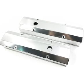 ND Fabricated Aluminum Tall Valve Cover for Small Block Chevy SBC 350 400 265 283, Silver, DM-6241-SL