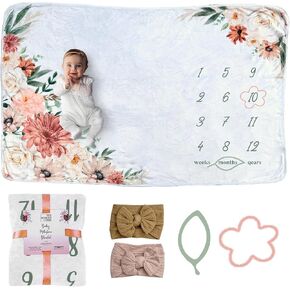 Baby Milestone Blanket - Super Soft Fleece Monthly Milestone Blanket for Baby Girl and Boy - Perfect for Baby's First Year Growth Chart - Monthly Baby Milestone - Blue Moon - 60"x40" in Kuwait