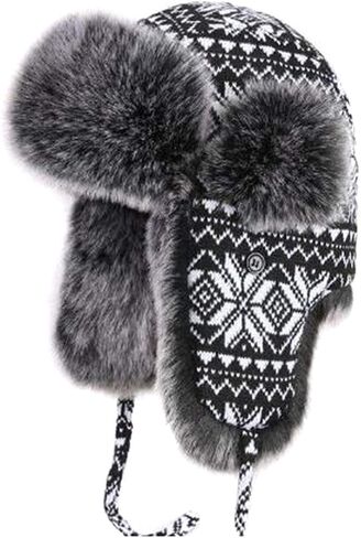 قبعة شتوية متماسكة قبعة روسية Ushanka القوزاق الصياد قبعة كاب بيلوت مع بطانة فرو فو للنساء الرجال in Kuwait