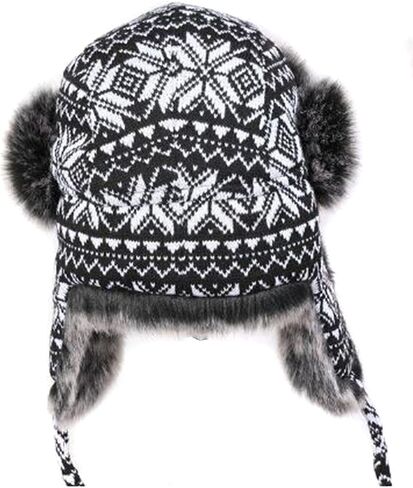 قبعة شتوية متماسكة قبعة روسية Ushanka القوزاق الصياد قبعة كاب بيلوت مع بطانة فرو فو للنساء الرجال in Kuwait