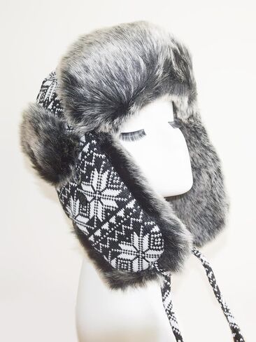 قبعة شتوية متماسكة قبعة روسية Ushanka القوزاق الصياد قبعة كاب بيلوت مع بطانة فرو فو للنساء الرجال in Kuwait