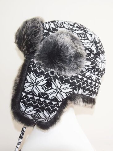 قبعة شتوية متماسكة قبعة روسية Ushanka القوزاق الصياد قبعة كاب بيلوت مع بطانة فرو فو للنساء الرجال in Kuwait