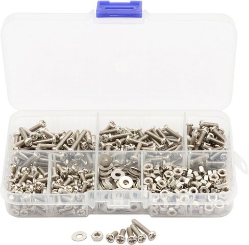 LBY 160pcs M4 Machine Screws(Truss Head), Phillips Pan Head Bolts Nuts Flat Washers, Carbon Steel (Nickel Plated), Silver in Saudi Arabia