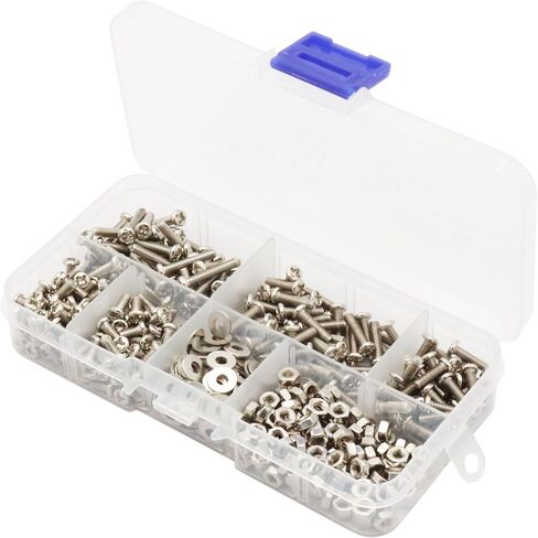 LBY 160pcs M4 Machine Screws(Truss Head), Phillips Pan Head Bolts Nuts Flat Washers, Carbon Steel (Nickel Plated), Silver in Saudi Arabia
