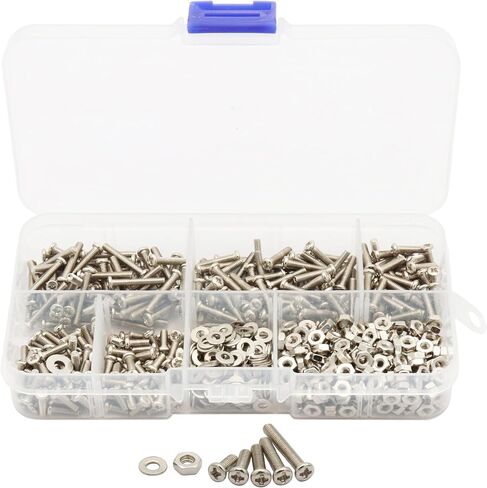 LBY 160pcs M4 Machine Screws(Truss Head), Phillips Pan Head Bolts Nuts Flat Washers, Carbon Steel (Nickel Plated), Silver in Saudi Arabia