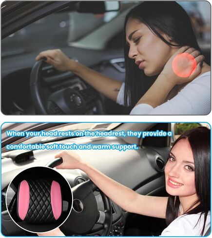 Car Headrest Cover, Soft Leather Dirt-Proof Vehicle Seat Head Rest Protector, Breathable Automotive Interior Protection Dust Covering Accessories, Universal for Most Cars (Black) in Saudi Arabia