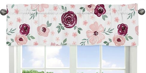 Sweet Jojo Designs Lavender Purple, Pink, Grey and White Window Treatment Valance for Watercolor Floral Collection - Rose Flower in Saudi Arabia