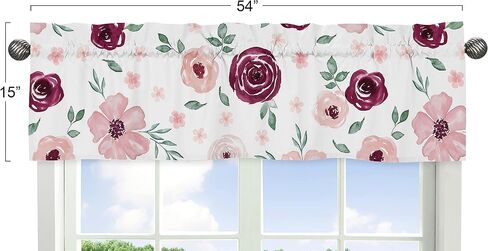 Sweet Jojo Designs Lavender Purple, Pink, Grey and White Window Treatment Valance for Watercolor Floral Collection - Rose Flower in Saudi Arabia