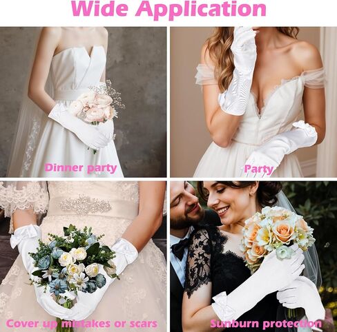 Princess Gloves, Girl Long White Gloves, White Bow Glove for Birthday, Wedding, Costume Party in Saudi Arabia