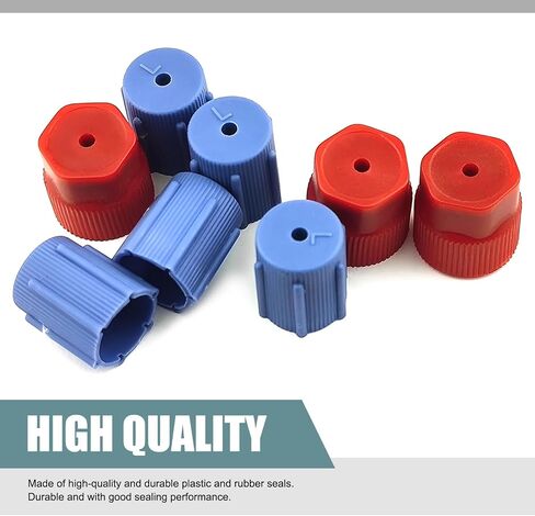 Pack-10 Car Air Conditioning Service System Port Cap Kit, 0.53" Low Pressure and 0.65" High Pressure A/C Repair Cover, Leak-proof sealed ABS Cover, Universal for Most Cars (Blue & Red) in Saudi Arabia