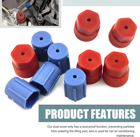 Pack-10 Car Air Conditioning Service System Port Cap Kit, 0.53" Low Pressure and 0.65" High Pressure A/C Repair Cover, Leak-proof sealed ABS Cover, Universal for Most Cars (Blue & Red) in Saudi Arabia