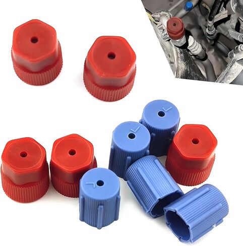 Pack-10 Car Air Conditioning Service System Port Cap Kit, 0.53" Low Pressure and 0.65" High Pressure A/C Repair Cover, Leak-proof sealed ABS Cover, Universal for Most Cars (Blue & Red) in Saudi Arabia