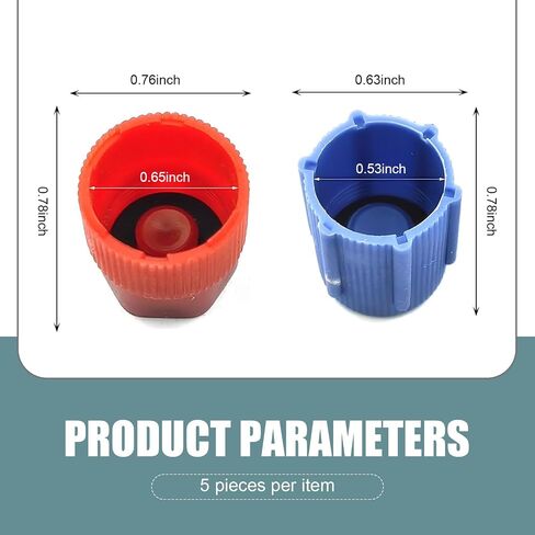 Pack-10 Car Air Conditioning Service System Port Cap Kit, 0.53" Low Pressure and 0.65" High Pressure A/C Repair Cover, Leak-proof sealed ABS Cover, Universal for Most Cars (Blue & Red) in Saudi Arabia