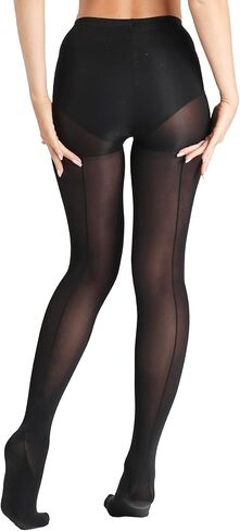 Indestructible Backseam Tights for Women, 40D Semi Sheer Control Top Pantyhose with Reinforced Toes Under Dress in Kuwait