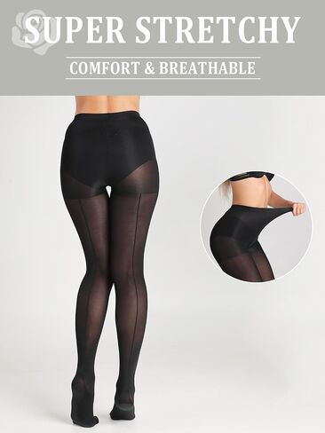Indestructible Backseam Tights for Women, 40D Semi Sheer Control Top Pantyhose with Reinforced Toes Under Dress in Kuwait