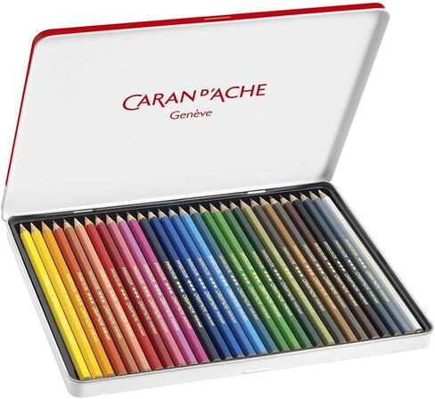 حافظة معدنية من Caran d'Ache Swisscolor مع 12 قلم تلوين مقاوم للماء in Kuwait