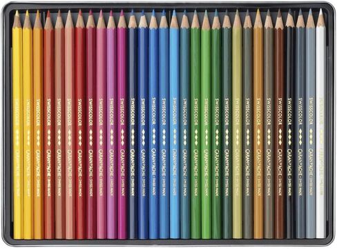 حافظة معدنية من Caran d'Ache Swisscolor مع 12 قلم تلوين مقاوم للماء in Kuwait