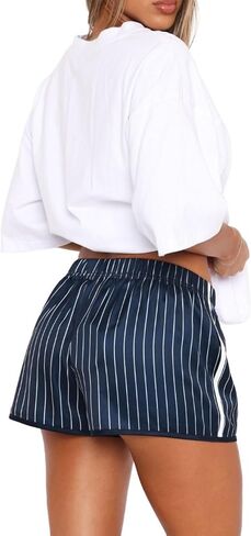 Hafailia Womens Shorts Stripe - Summer Y2K Casual Low Waist Athletic Girls Shorts with Side Pockets Streetwear in Saudi Arabia