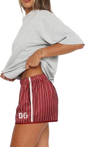 Hafailia Womens Shorts Stripe - Summer Y2K Casual Low Waist Athletic Girls Shorts with Side Pockets Streetwear in Saudi Arabia